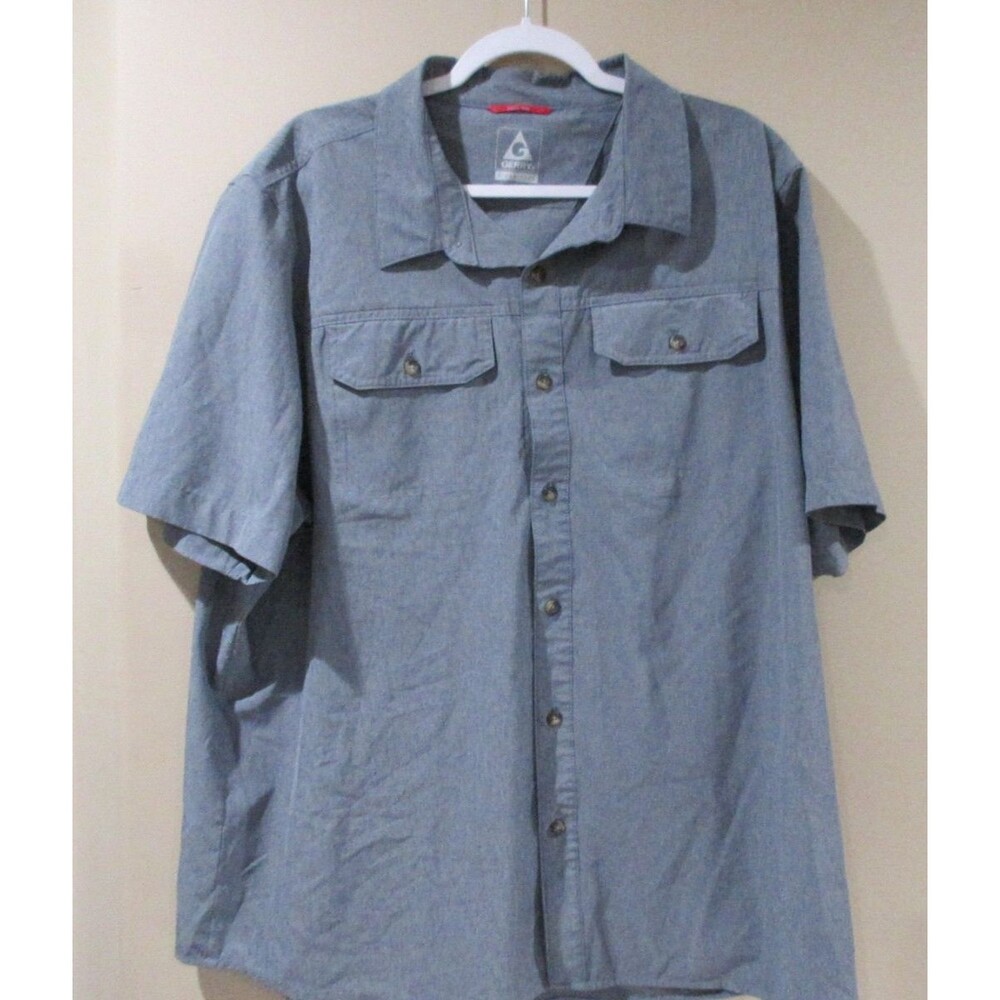Gerry Button Down Shirt Mens XXL Gray Plaid Short Sleeve Performance Outdoor